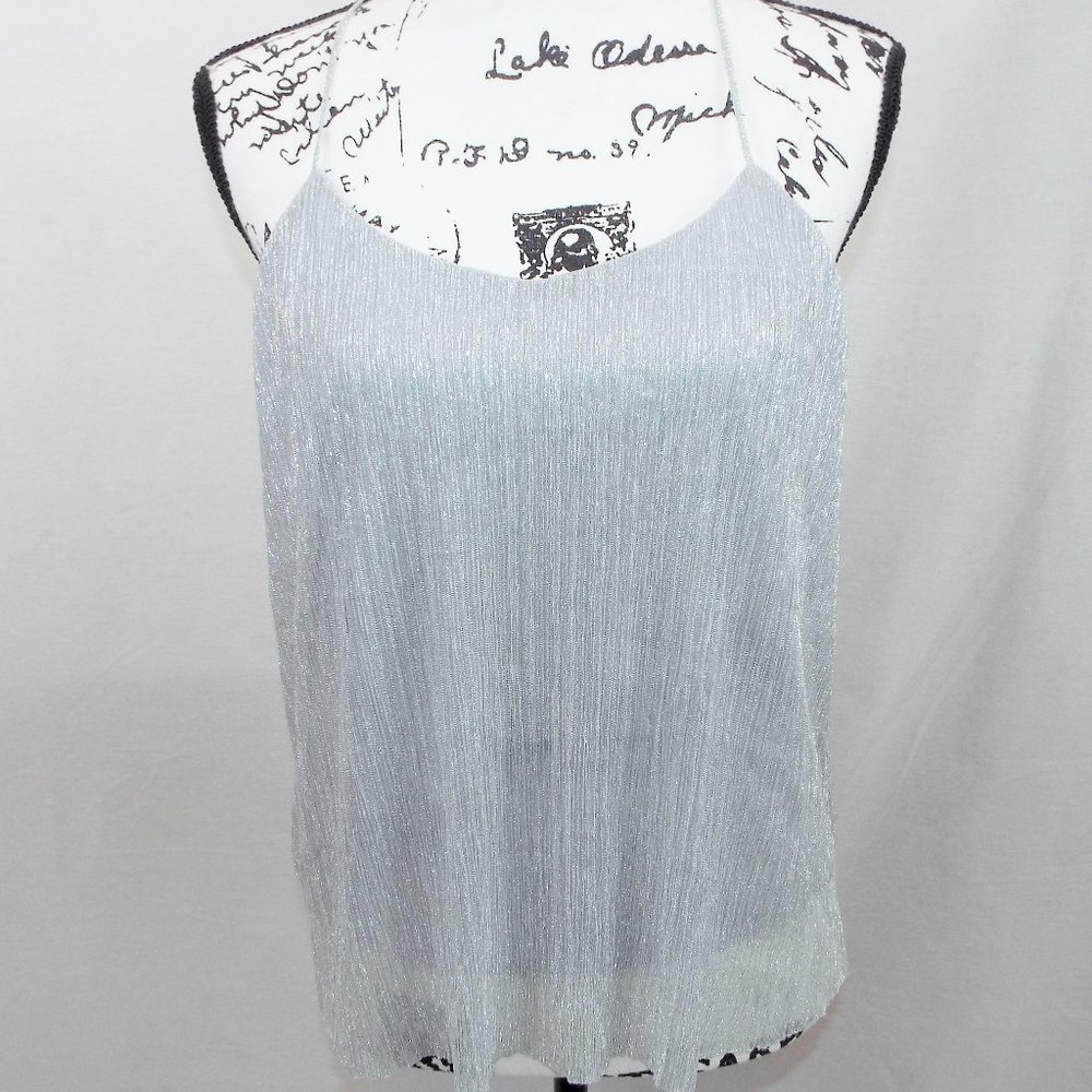 Express Metallic Silver Racerback Cami with Spaghetti Straps Size Small Petite